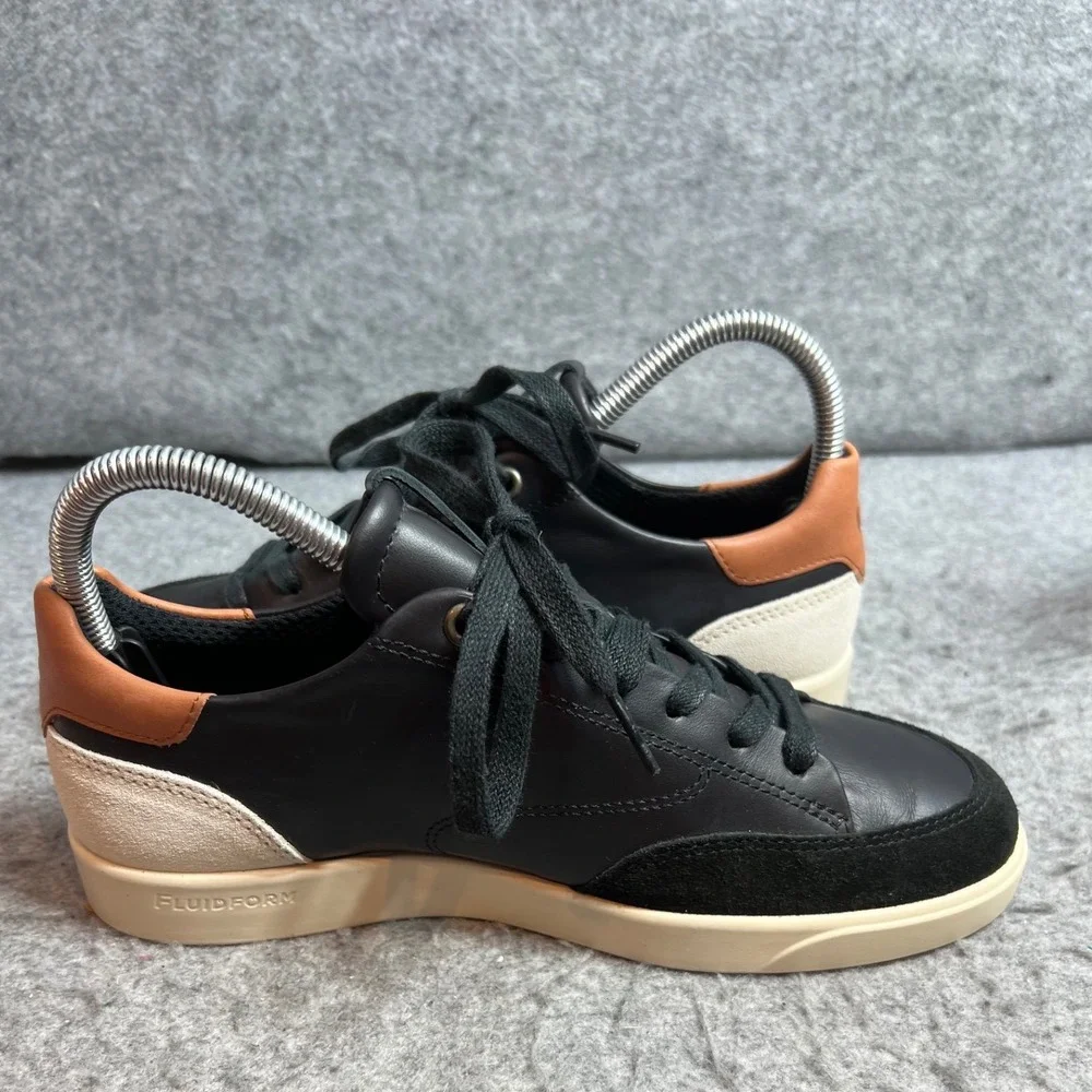 ECCO Street Lite Retro Black Leather Suede Sneakers EU 37 Low Top Lace Up